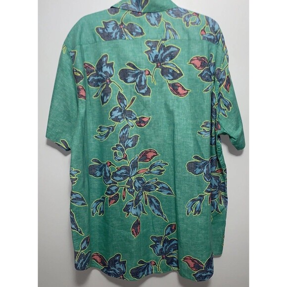 Lands End Shirt Mens XXL Hawaiian Floral Short Sleeve Button Down Beach Cotton - Picture 4 of 7